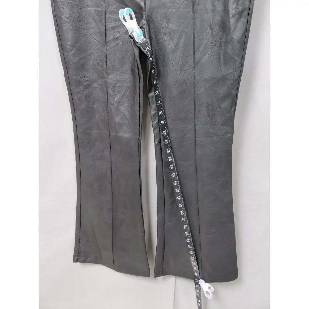 NWT Shinestar Vegan Black Bootcut Flare Lined Pants Women Size L